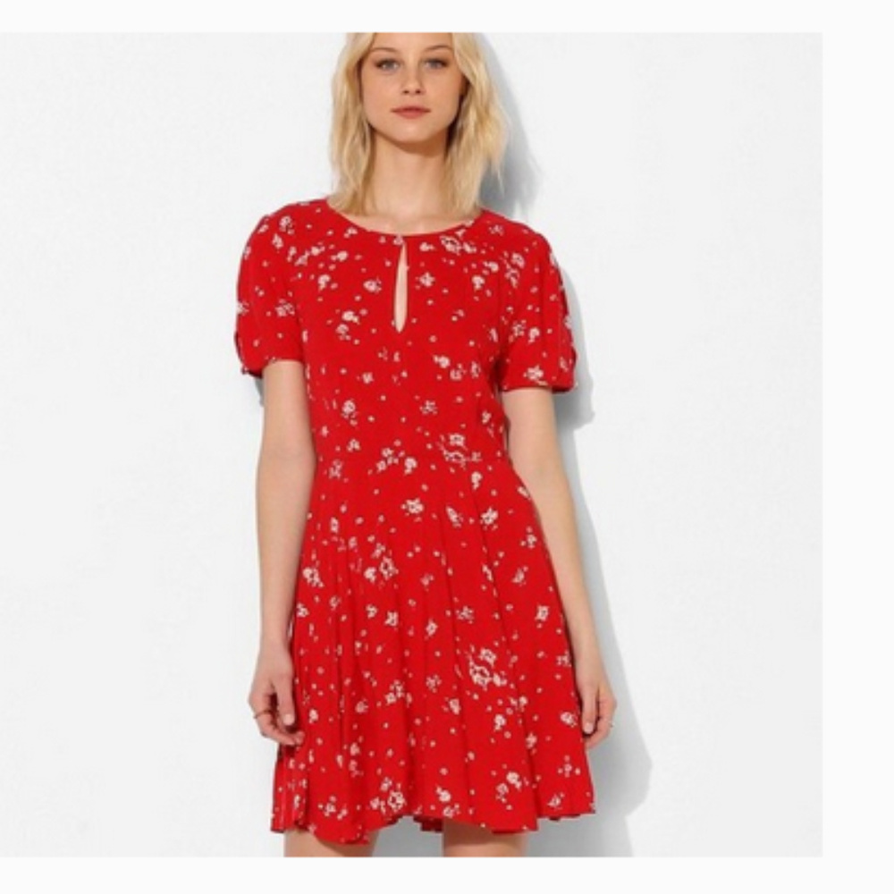 Kimchi Blue Red Floral Skater Dress
